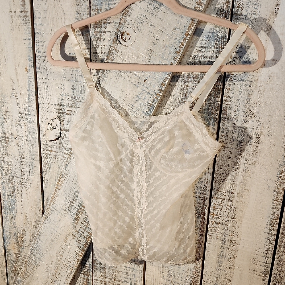 Chic Cream Lace Camisole  34 for Women Lace For Layering Feminine Cottagecore